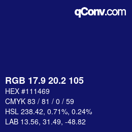 カラーコード: RGB 17.9 20.2 105 | qconv.com