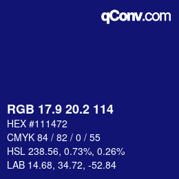 カラーコード: RGB 17.9 20.2 114 | qconv.com