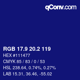 カラーコード: RGB 17.9 20.2 119 | qconv.com