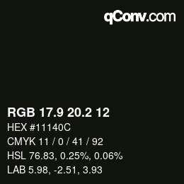 Color code: RGB 17.9 20.2 12 | qconv.com