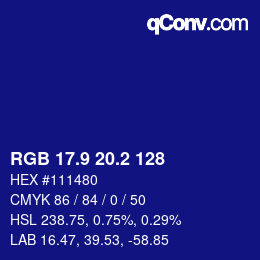 カラーコード: RGB 17.9 20.2 128 | qconv.com