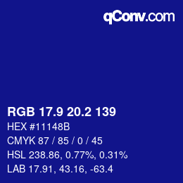 カラーコード: RGB 17.9 20.2 139 | qconv.com