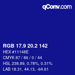 カラーコード: RGB 17.9 20.2 142 | qconv.com