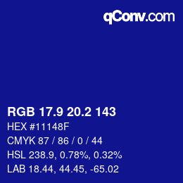 カラーコード: RGB 17.9 20.2 143 | qconv.com