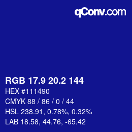 カラーコード: RGB 17.9 20.2 144 | qconv.com