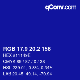 カラーコード: RGB 17.9 20.2 158 | qconv.com