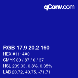 カラーコード: RGB 17.9 20.2 160 | qconv.com