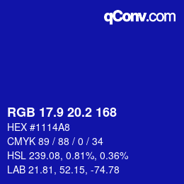 カラーコード: RGB 17.9 20.2 168 | qconv.com