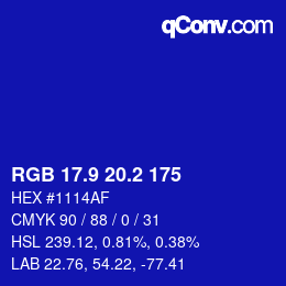 カラーコード: RGB 17.9 20.2 175 | qconv.com