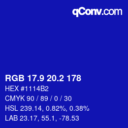 カラーコード: RGB 17.9 20.2 178 | qconv.com
