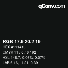 Color code: RGB 17.9 20.2 19 | qconv.com
