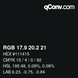 Color code: RGB 17.9 20.2 21 | qconv.com
