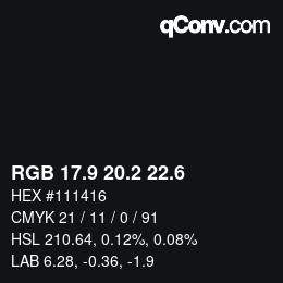 カラーコード: RGB 17.9 20.2 22.6 | qconv.com