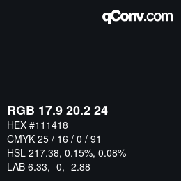Color code: RGB 17.9 20.2 24 | qconv.com