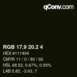 カラーコード: RGB 17.9 20.2 4 | qconv.com