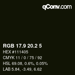 Color code: RGB 17.9 20.2 5 | qconv.com