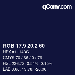 カラーコード: RGB 17.9 20.2 60 | qconv.com