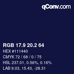 Color code: RGB 17.9 20.2 64 | qconv.com