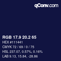 Color code: RGB 17.9 20.2 65 | qconv.com
