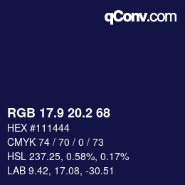 Color code: RGB 17.9 20.2 68 | qconv.com