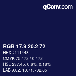 カラーコード: RGB 17.9 20.2 72 | qconv.com