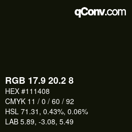 Color code: RGB 17.9 20.2 8 | qconv.com