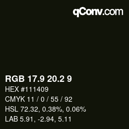 Color code: RGB 17.9 20.2 9 | qconv.com