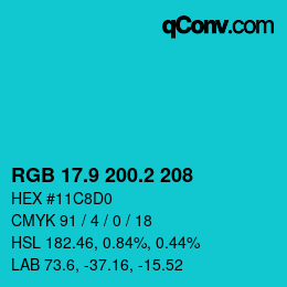 カラーコード: RGB 17.9 200.2 208 | qconv.com