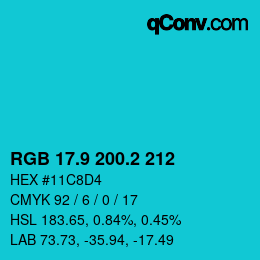 カラーコード: RGB 17.9 200.2 212 | qconv.com