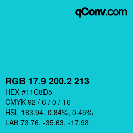 カラーコード: RGB 17.9 200.2 213 | qconv.com