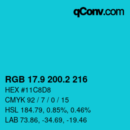 カラーコード: RGB 17.9 200.2 216 | qconv.com
