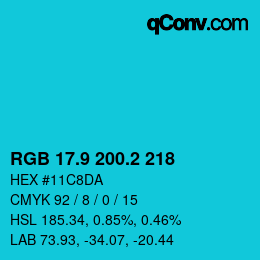 Color code: RGB 17.9 200.2 218 | qconv.com