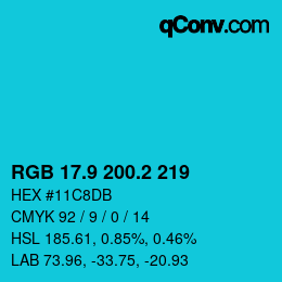 カラーコード: RGB 17.9 200.2 219 | qconv.com