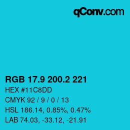 カラーコード: RGB 17.9 200.2 221 | qconv.com