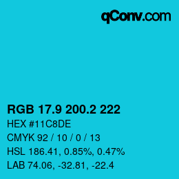 Color code: RGB 17.9 200.2 222 | qconv.com