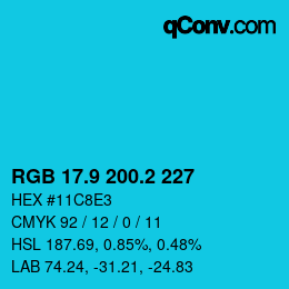 Color code: RGB 17.9 200.2 227 | qconv.com