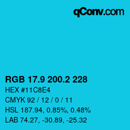カラーコード: RGB 17.9 200.2 228 | qconv.com