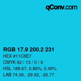 カラーコード: RGB 17.9 200.2 231 | qconv.com
