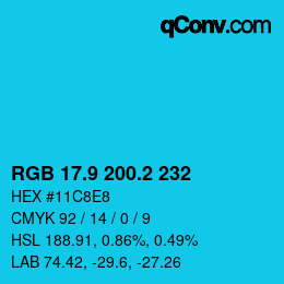 Color code: RGB 17.9 200.2 232 | qconv.com