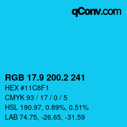 Color code: RGB 17.9 200.2 241 | qconv.com