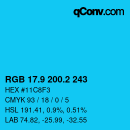 カラーコード: RGB 17.9 200.2 243 | qconv.com