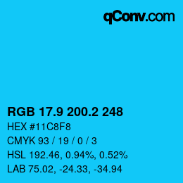 カラーコード: RGB 17.9 200.2 248 | qconv.com