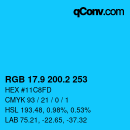 カラーコード: RGB 17.9 200.2 253 | qconv.com