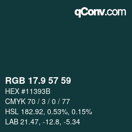 カラーコード: RGB 17.9 57 59 | qconv.com