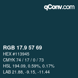 カラーコード: RGB 17.9 57 69 | qconv.com