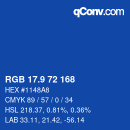 カラーコード: RGB 17.9 72 168 | qconv.com