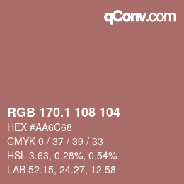 Color code: RGB 170.1 108 104 | qconv.com