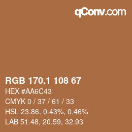 カラーコード: RGB 170.1 108 67 | qconv.com