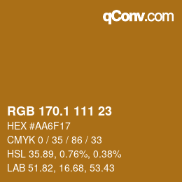 カラーコード: RGB 170.1 111 23 | qconv.com
