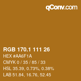 カラーコード: RGB 170.1 111 26 | qconv.com